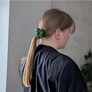 100% natūralaus šilko plaukų gumelė, žalia