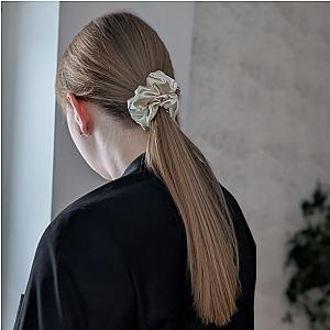 100% natūralaus šilko plaukų gumelė, šampaninė