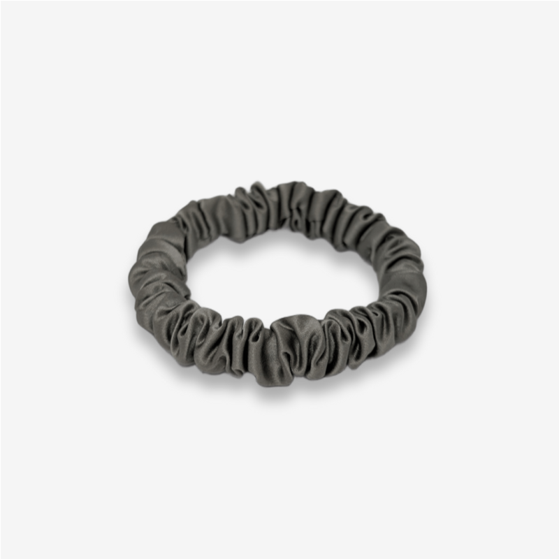 100% natūralaus šilko plaukų gumelė, plieno pilka