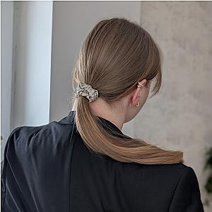 100% natūralaus šilko plaukų gumelė, šampaninė