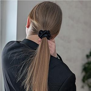 100% natūralaus šilko plaukų gumelė, juoda