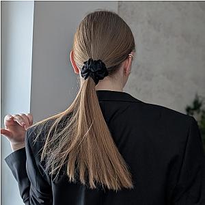 100% natūralaus šilko plaukų gumelė, juoda